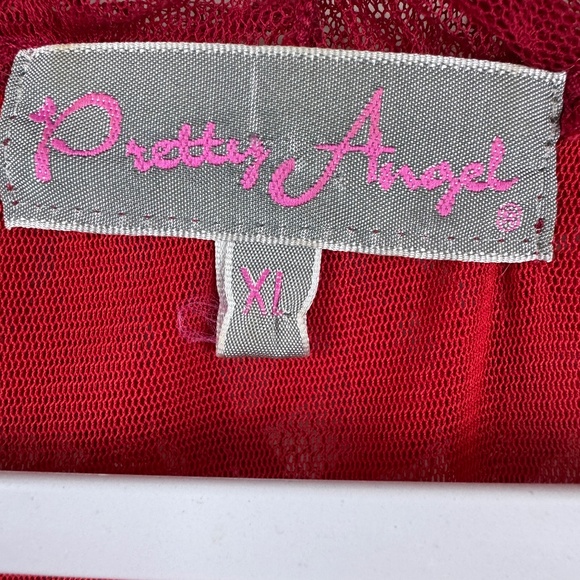 PRETTY ANGEL Gorgeous Red Gypsy Goth Boho Lace One Button Ruffle Top / Size XL - Picture 14 of 16